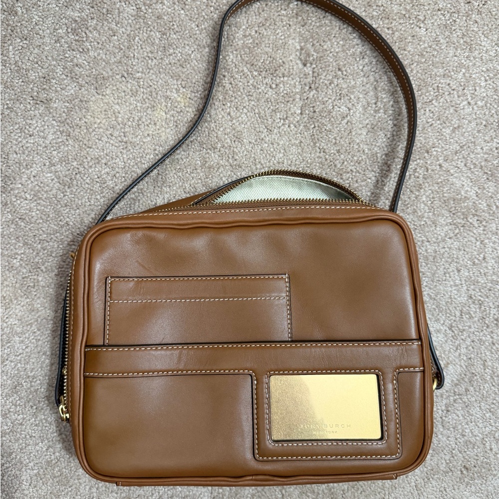 Tory Burch Tan Leather Messenger Bag